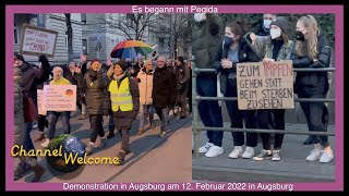 Es begann mit Pegida – Impfgegner in Augsburg demonstrieren gegen Corona-Maßnahmen am 12. Feb. 2022